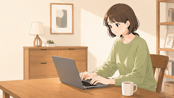 在宅ワークする女性