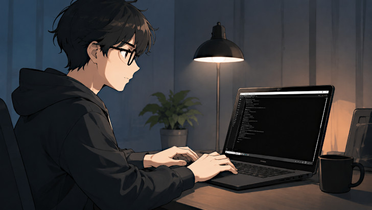 ノートパソコンで作業をする人