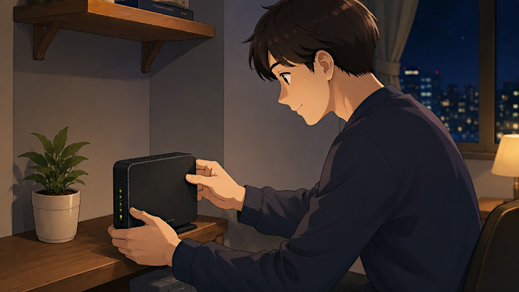 無線LANルーターを設置する人