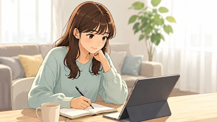 オンライン学習する女性